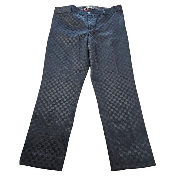 Hampton-Fit Tonal Check Crop shiny black career causal pants slacks sz 6 ankle ^ - Picture 2 of 10